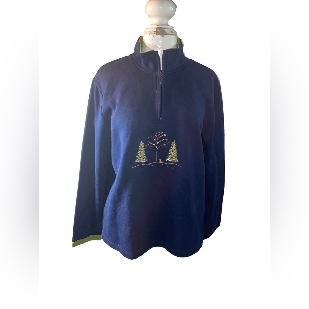 NWOT Grannycore X-Mas Breckenridge 1/4 Zip Bling Jewels Jouy Print Sweatshirt L